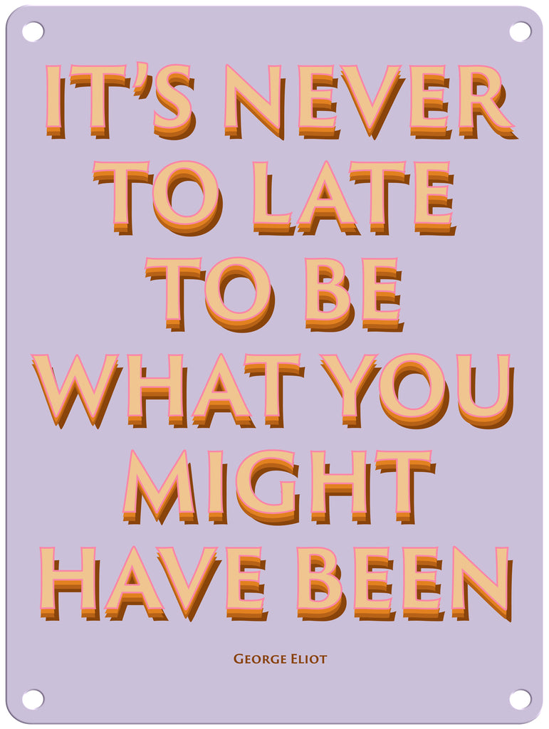 It's Never Too Late 9" x 12" Metal Sign