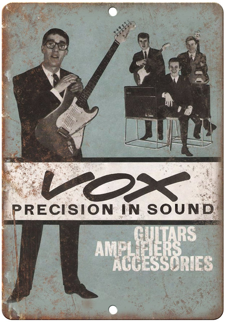 Vox Guitar Amplifier Instrumental Ad Metal Sign