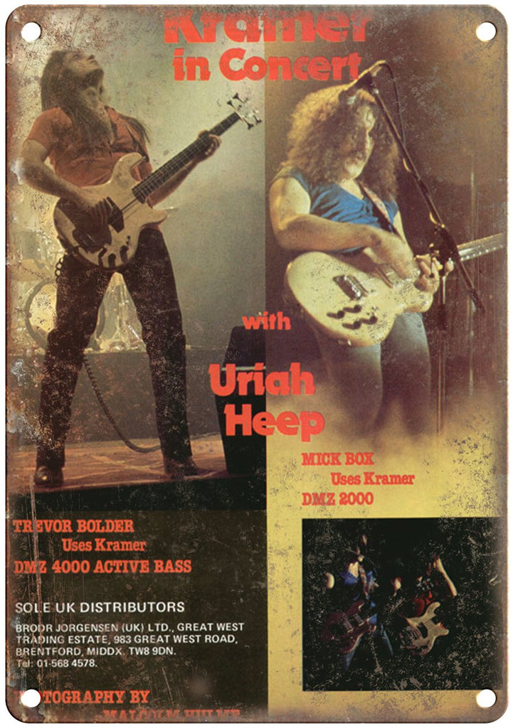 Kramer Guitar Uriah Heep Vintage Ad Metal Sign