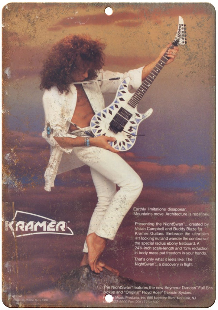 Kramer Electric Guitar NightSwan Ad Metal Sign