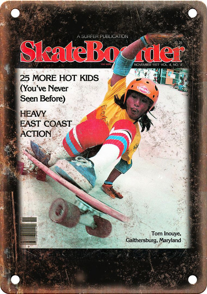 1977 Retro Skateboarder Magazine Metal Sign