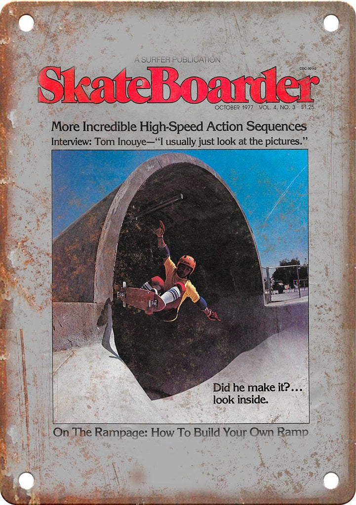 1977 Retro Skateboarder Magazine Metal Sign