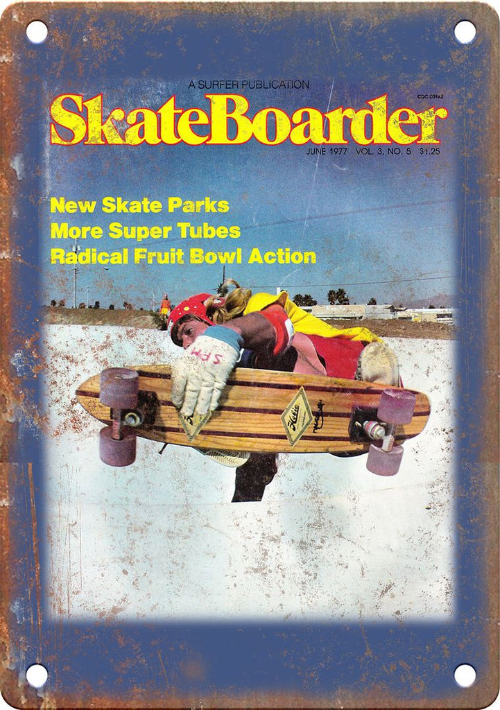 1977 Retro Skateboarder Magazine Metal Sign