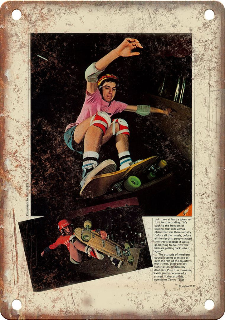 Vintage Skateboard Photo Metal Sign