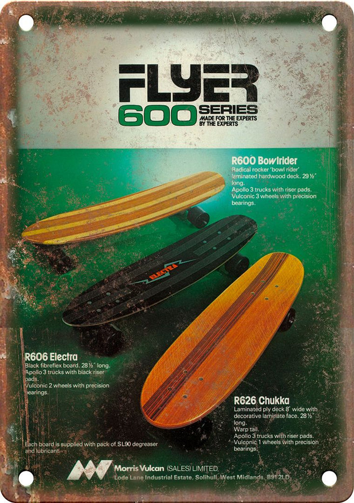 Flyer 600 Vintage Skateboard Ad Metal Sign