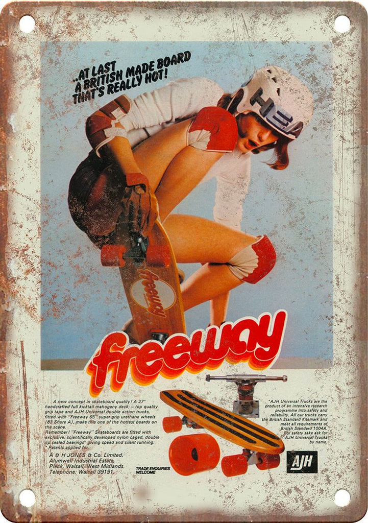 Vintage Freeway Skateboard Ad Metal Sign