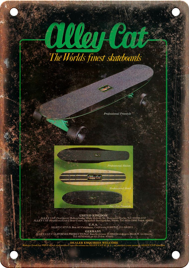 Alley Cat Vintage Skateboard Ad Metal Sign