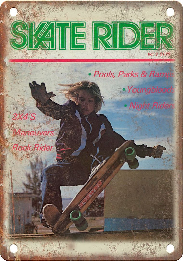Skate Rider Magazine Vintage Cover Metal Sign