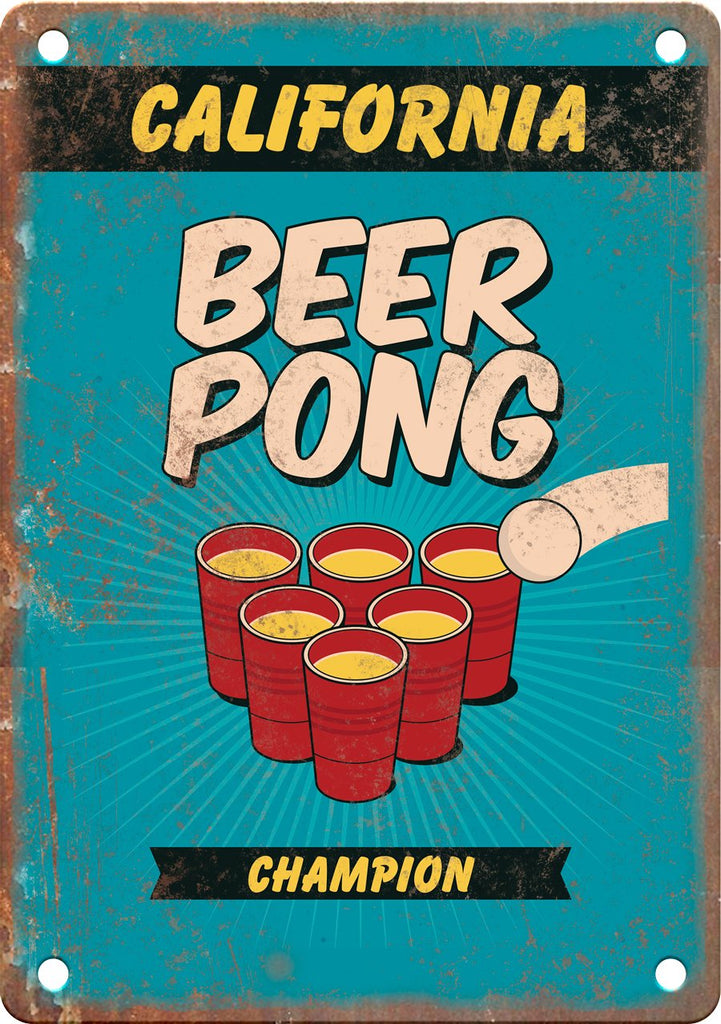 California Beer Pong Champion Metal Sign