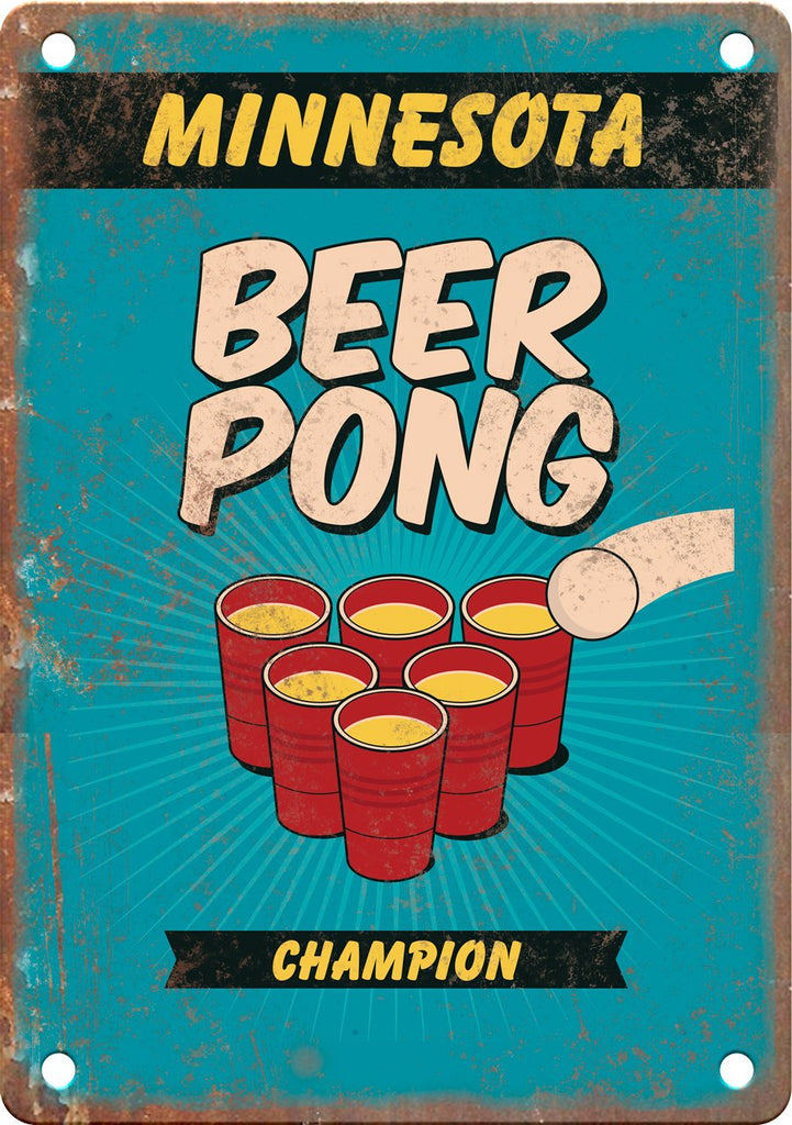 Minnesota Beer Pong Champion Metal Sign
