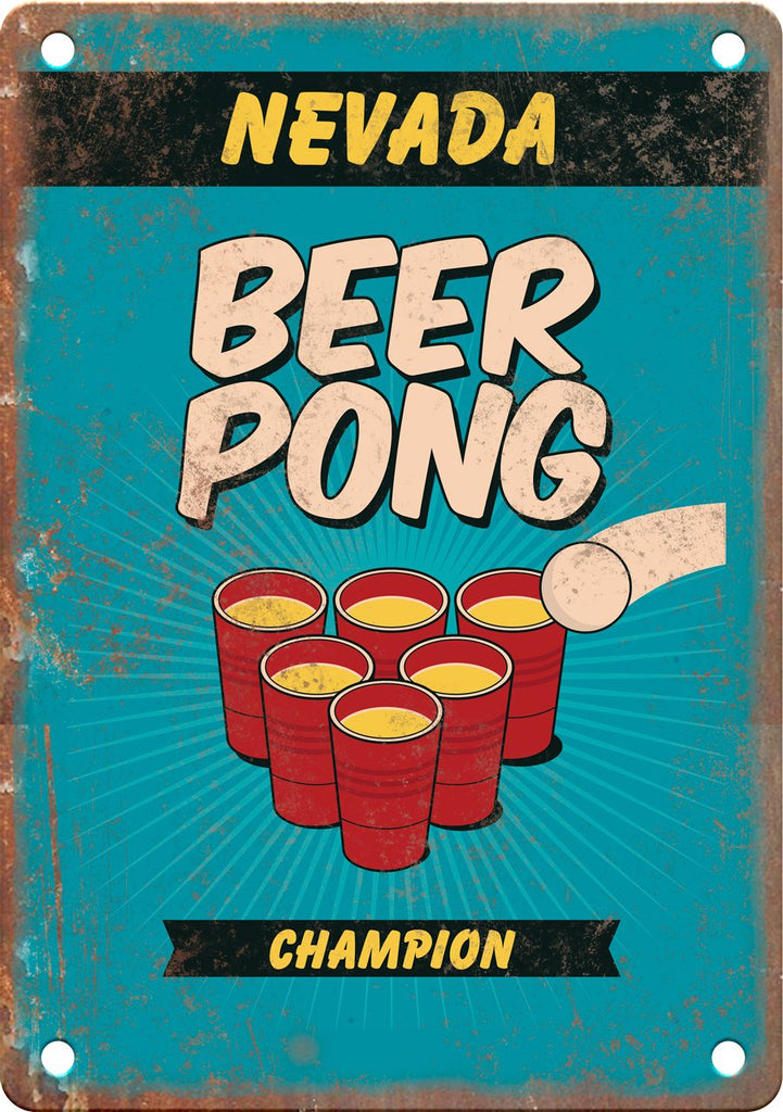 Nevada Beer Pong Champion Metal Sign