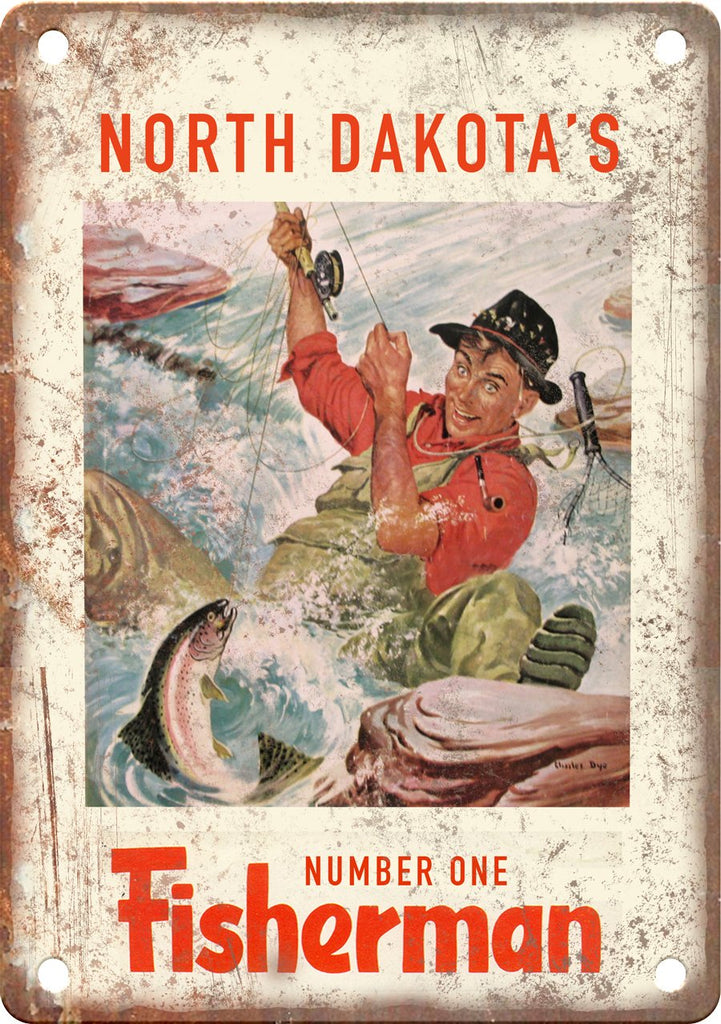 North Dakota's Number One Fisherman (Freshwater) Metal Sign