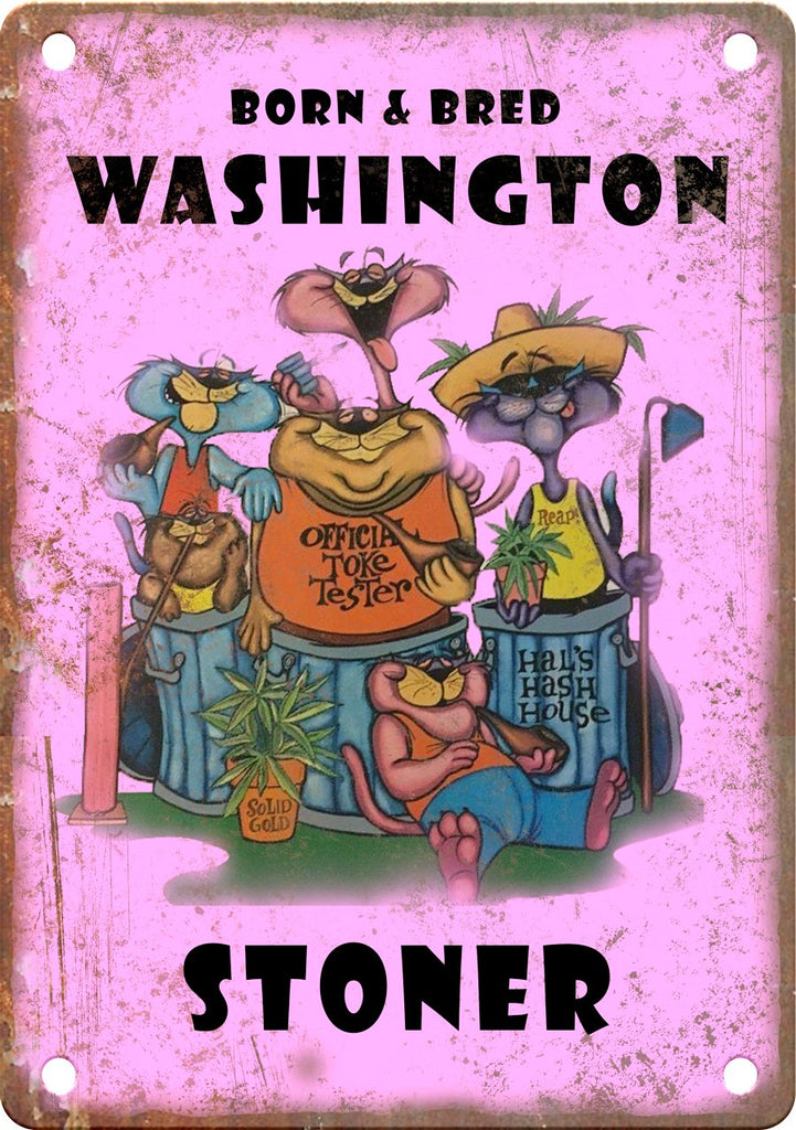 Washington Born & Bred Stoner Metal Sign