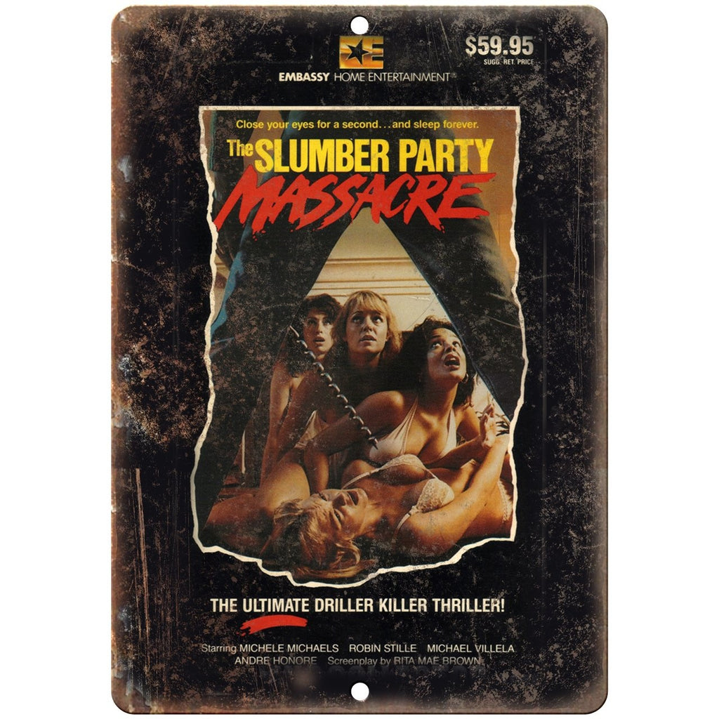Slumber Party Massacre VHS Cover 10" x 7" Reproduction Metal Sign