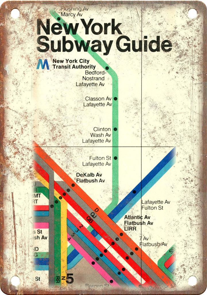 New York City Subway Guide Map Ad Metal Sign