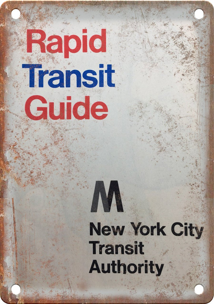 New York City Rapid Transit Guide Map Metal Sign