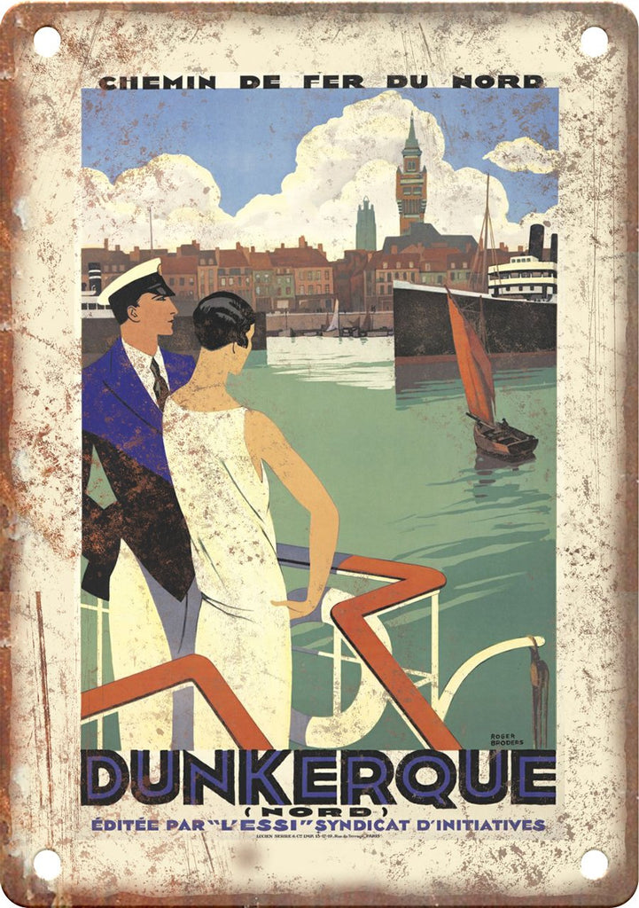 Dunkerque Vintage Travel Poster Metal Sign