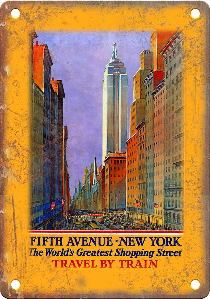New York City Fifth Avenue Travel Poster Metal Sign