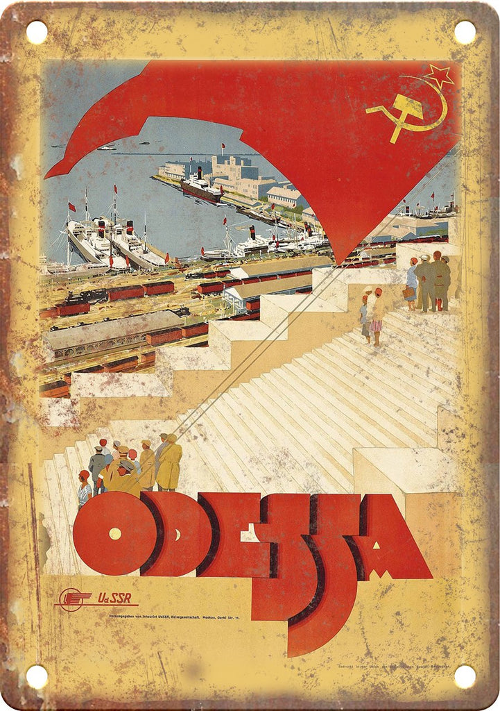 Odessa USSR Vintage Travel Poster Metal Sign