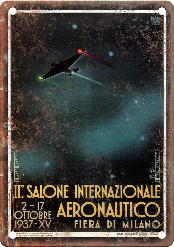 Aeronautic Vintage Travel Poster Reproduction Metal Sign