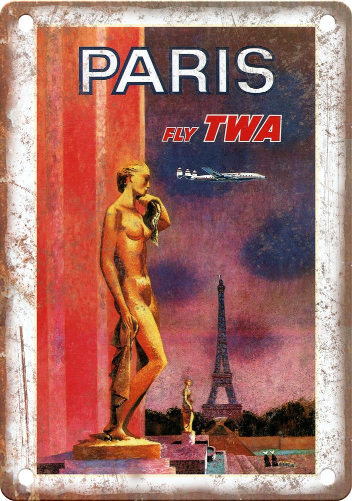 Paris Vintage Travel Poster Reproduction Metal Sign