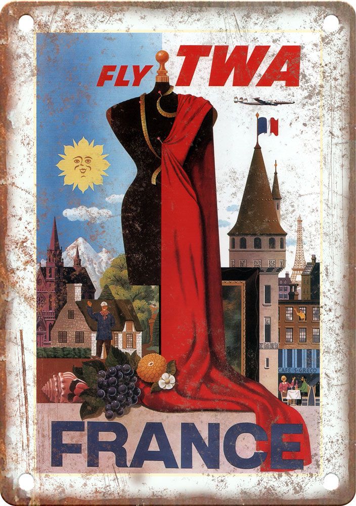 France Vintage Travel Poster Reproduction Metal Sign