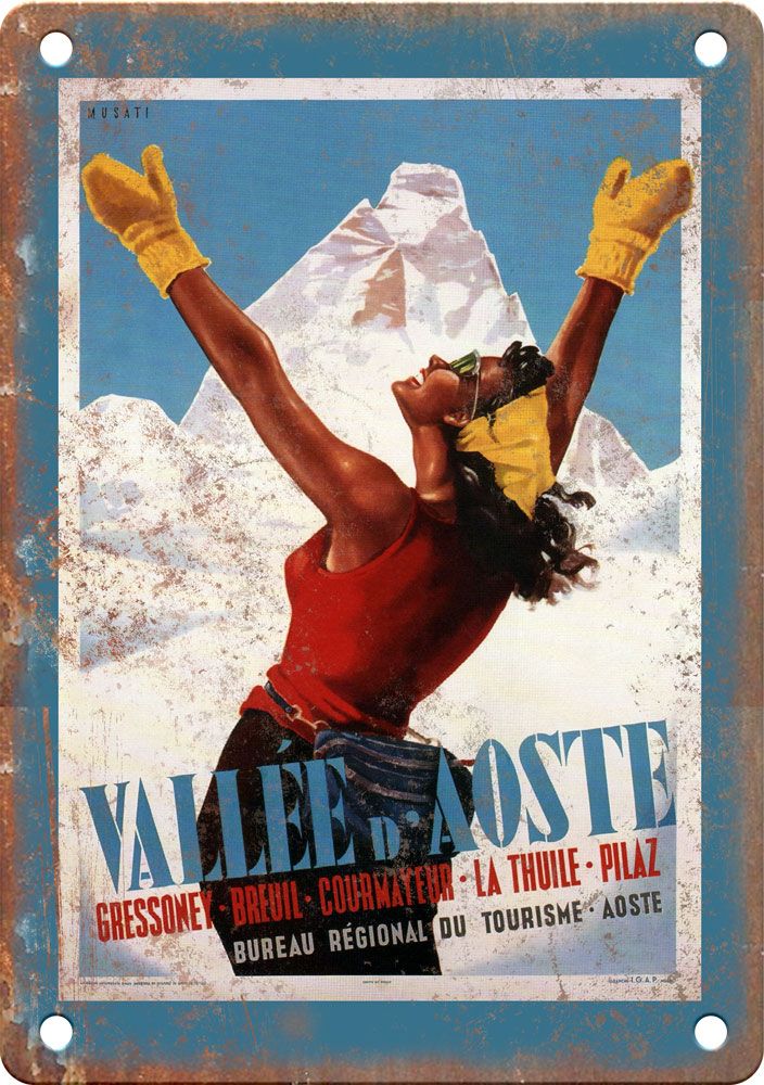 Vallee D' Aoste Vintage Travel Poster Reproduction Metal Sign