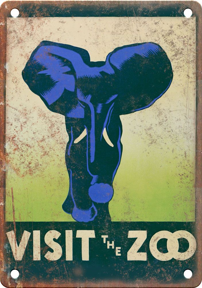 Visit the Zoo Vintage Travel Poster Reproduction Metal Sign