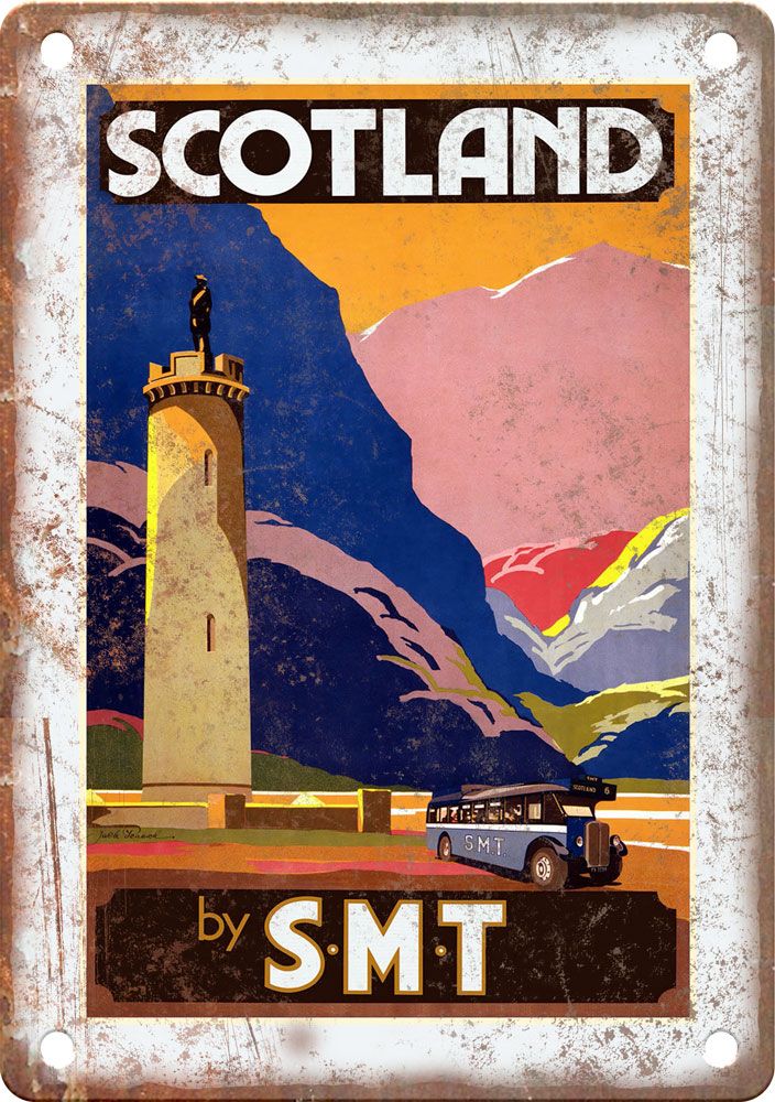 Scotland Vintage Travel Poster Reproduction Metal Sign