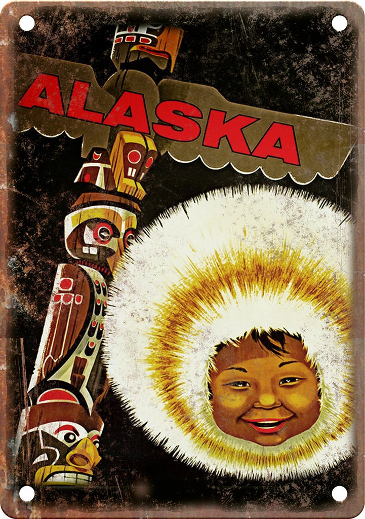Alaska Vintage Travel Poster Art Metal Sign