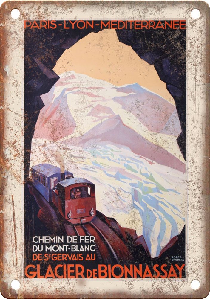 Mont Blanc Vintage Travel Poster Reproduction Metal Sign