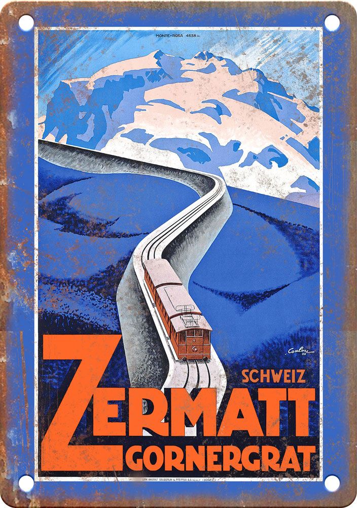 Zermatt Vintage Travel Poster Reproduction Metal Sign