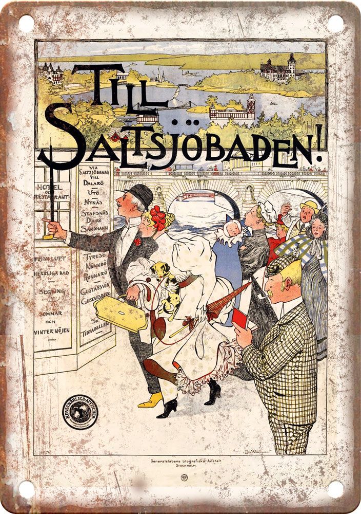 Till Saltsjobaden Vintage Travel Poster Reproduction Metal Sign