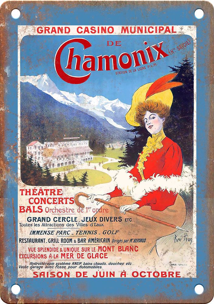 Chamonix Vintage Travel Poster Reproduction Metal Sign