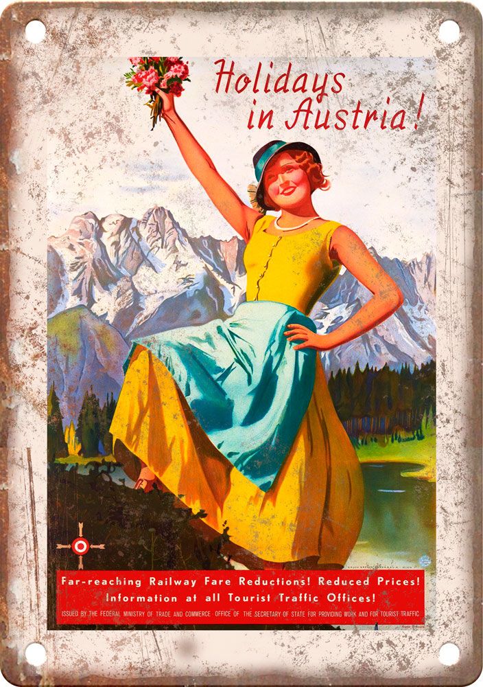 Austria Vintage Travel Poster Reproduction Metal Sign