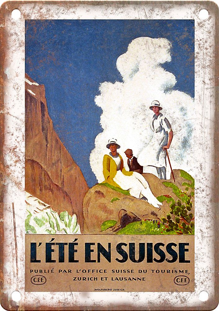 Suisse Vintage Travel Poster Reproduction Metal Sign