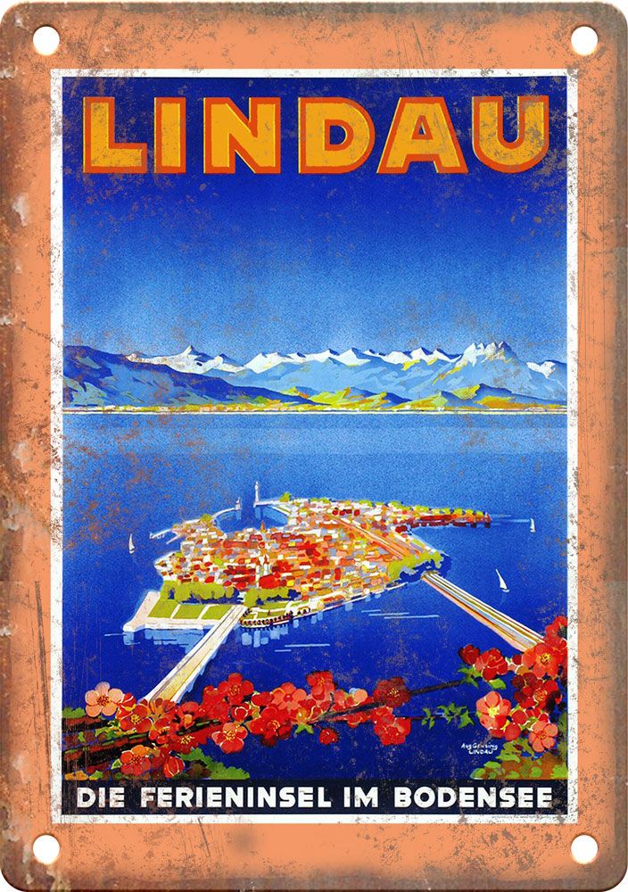 Lindau Vintage Travel Poster Reproduction Metal Sign