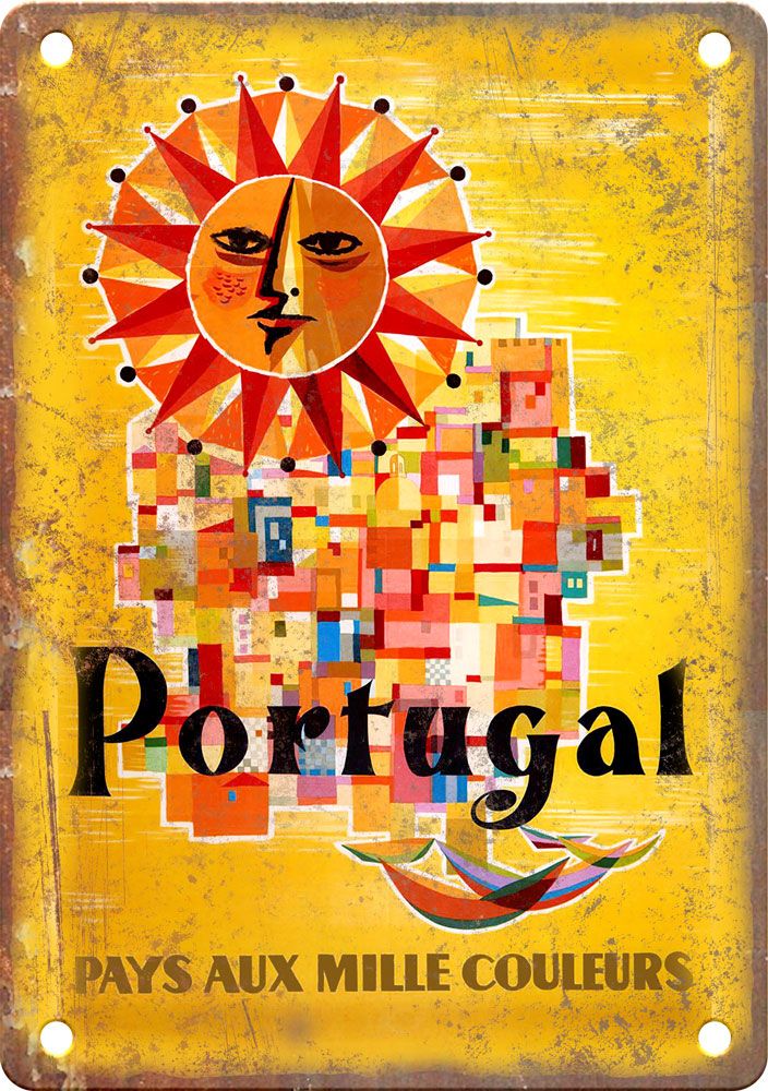 Vintage Portugal Travel Poster Reproduction Metal Sign