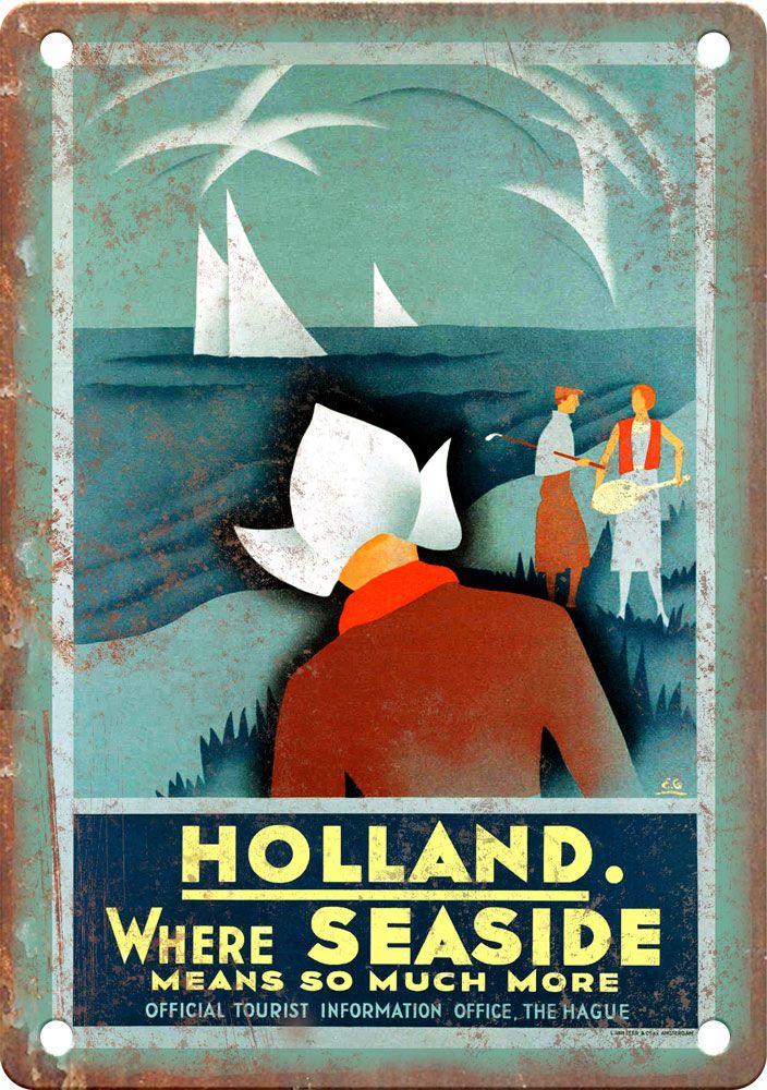 Vintage Holland Travel Poster Reproduction Metal Sign