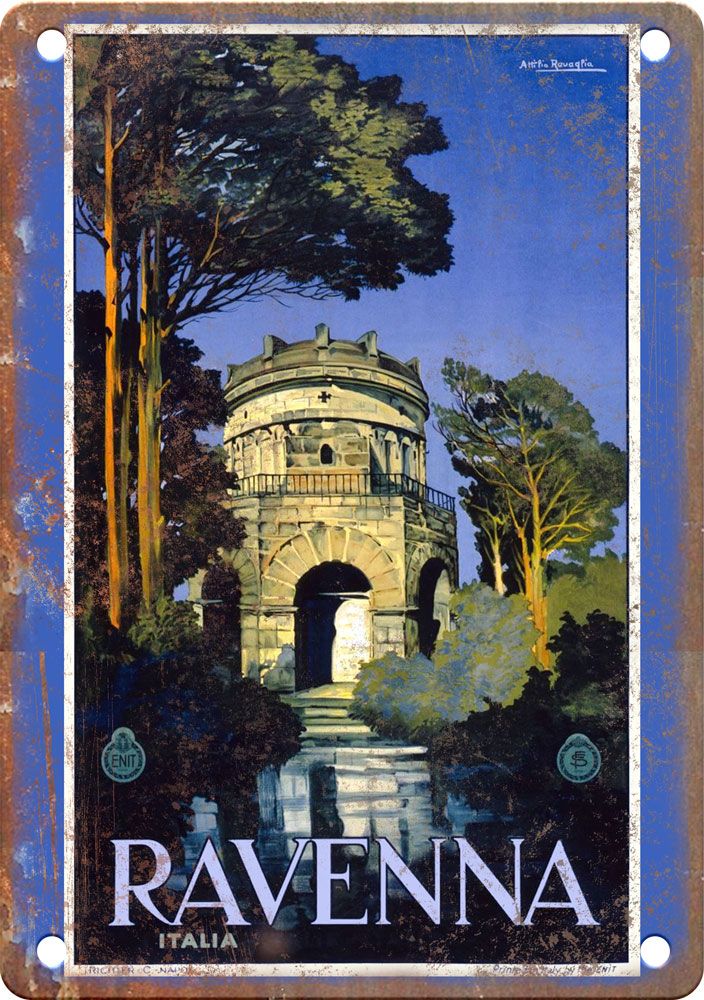 Vintage Ravenna Travel Poster Reproduction Metal Sign