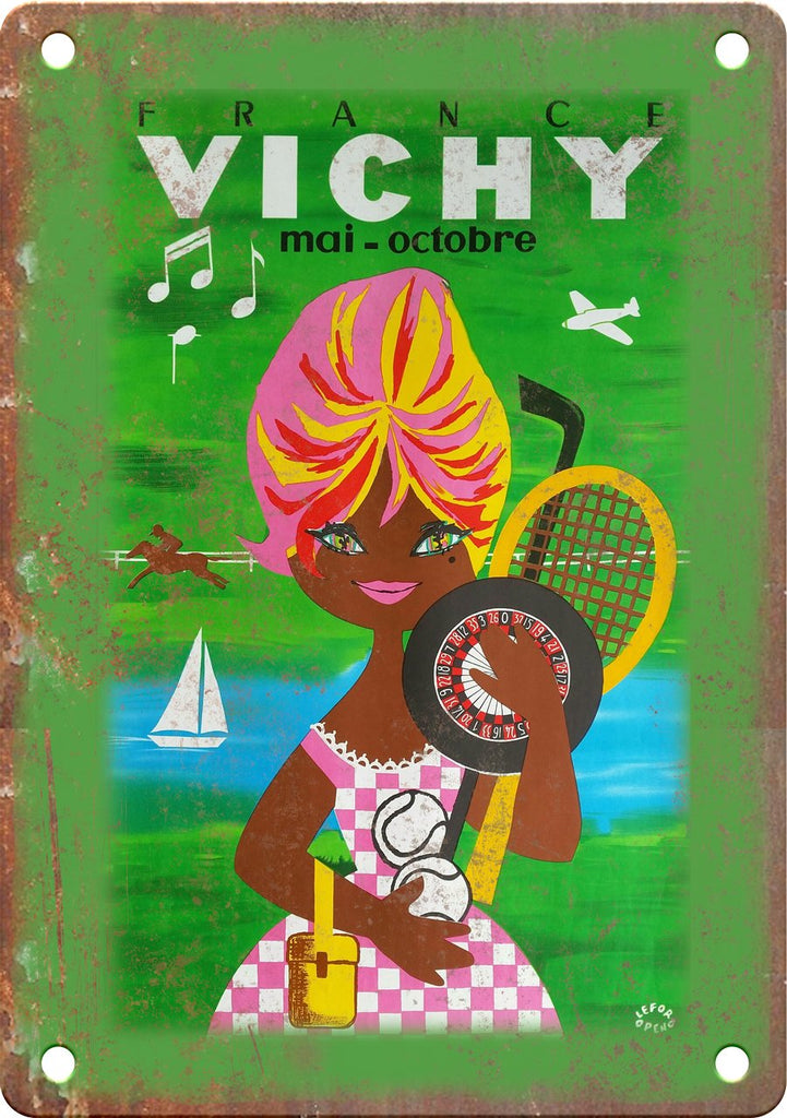 France Vichy Vintage Travel Poster Art Metal Sign