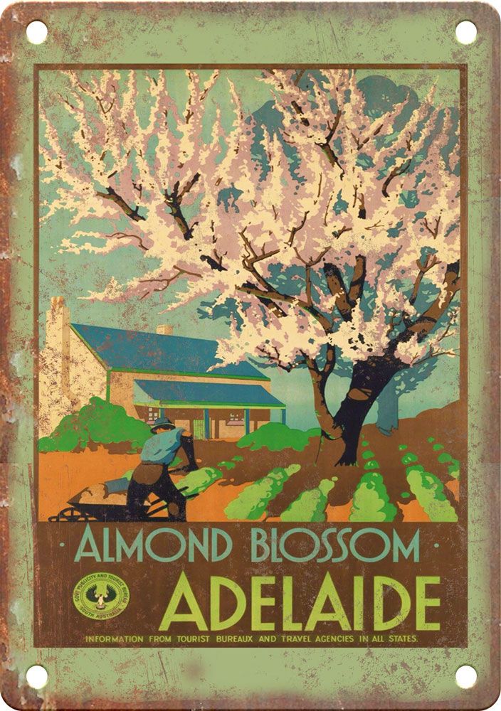 Vintage Adelaide Travel Poster Reproduction Metal Sign