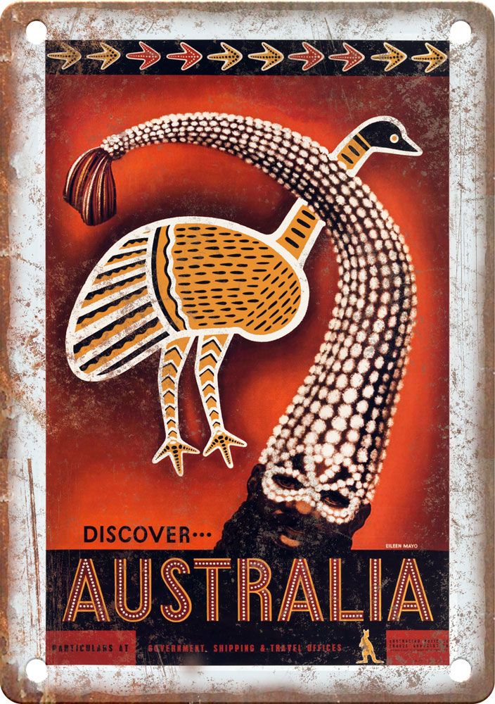 Vintage Australia Travel Poster Reproduction Metal Sign