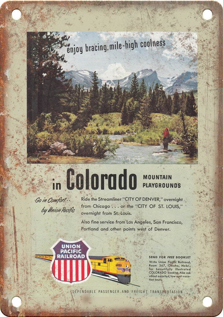 Union Pacific Railroad Colorado Poster Metal Sign