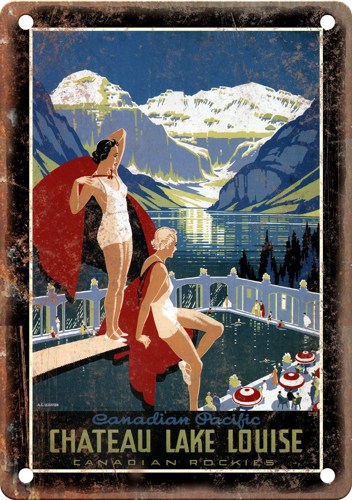 Vintage Lake Louise Travel Poster Reproduction Metal Sign