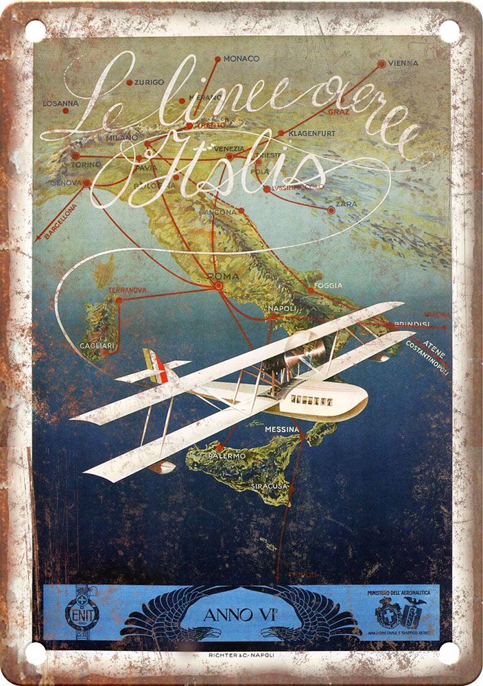 Vintage Italy Travel Poster Reproduction Metal Sign