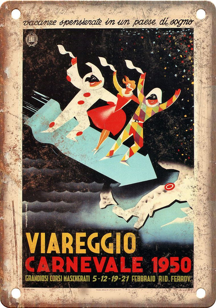 Vintage Carnevale Travel Poster Reproduction Metal Sign