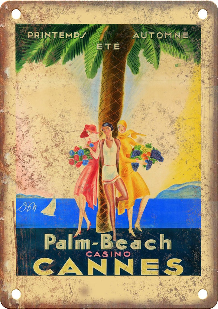 Palm Beach Casino Cannes Travel Poster Metal Sign