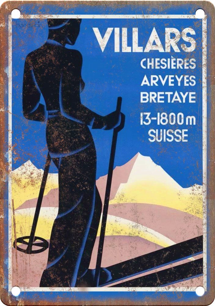 Vintage Villars Travel Poster Reproduction Metal Sign