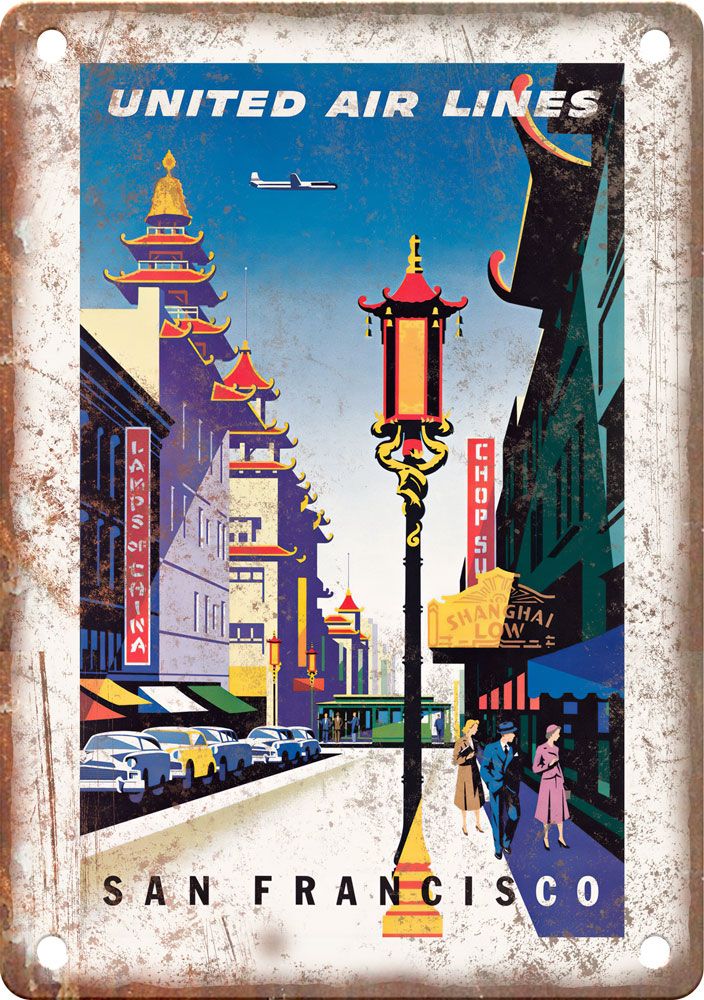 Vintage San Francisco Travel Poster Reproduction Metal Sign